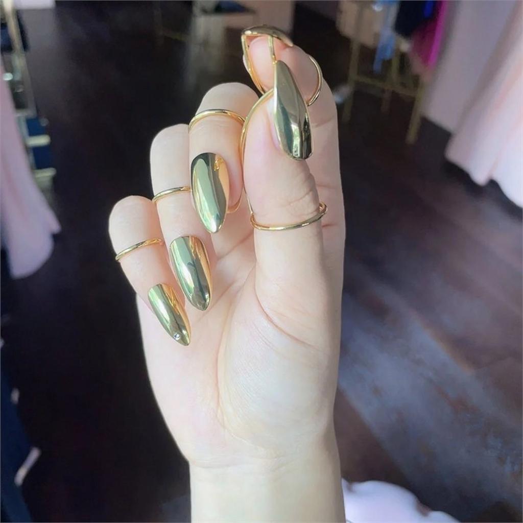 Adjustable Size Fashion Nail Rings Set of 5 Sturdy Alloy Materials Jewelry Accessory for Trendy Women Ladies Use