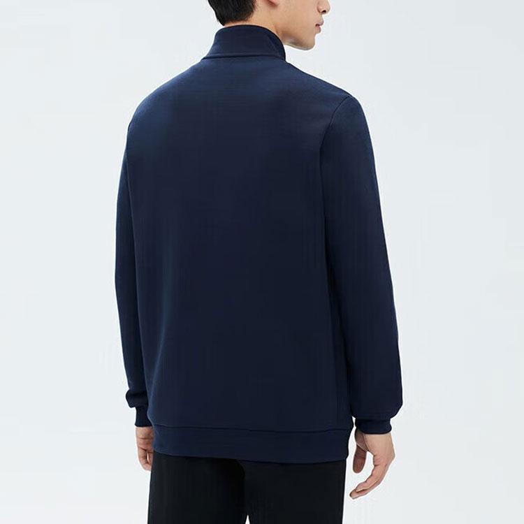 Anta Solid Color Zip Stand Collar Jacket Men Jackets Midnight-Blue 152347741-1