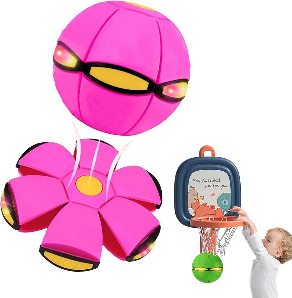 

Magic Flying Saucer Ball Bouncy Stomp Ball Foot Pressure Decompression Vent Ball Indoor Outdoor Pet Children s Toys рожевий