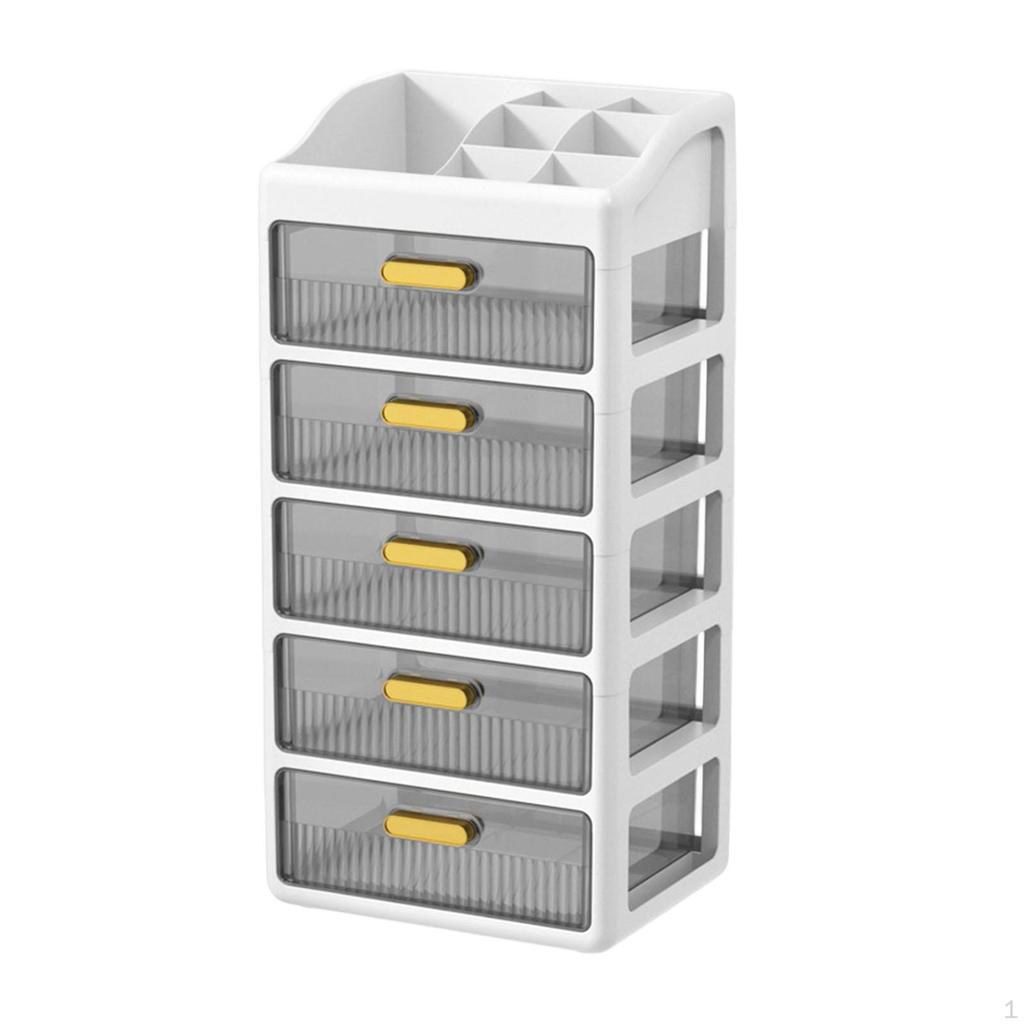 Desk Organizer Cosmetic Storage Box Modern with Compartments and Drawers Skincare for
