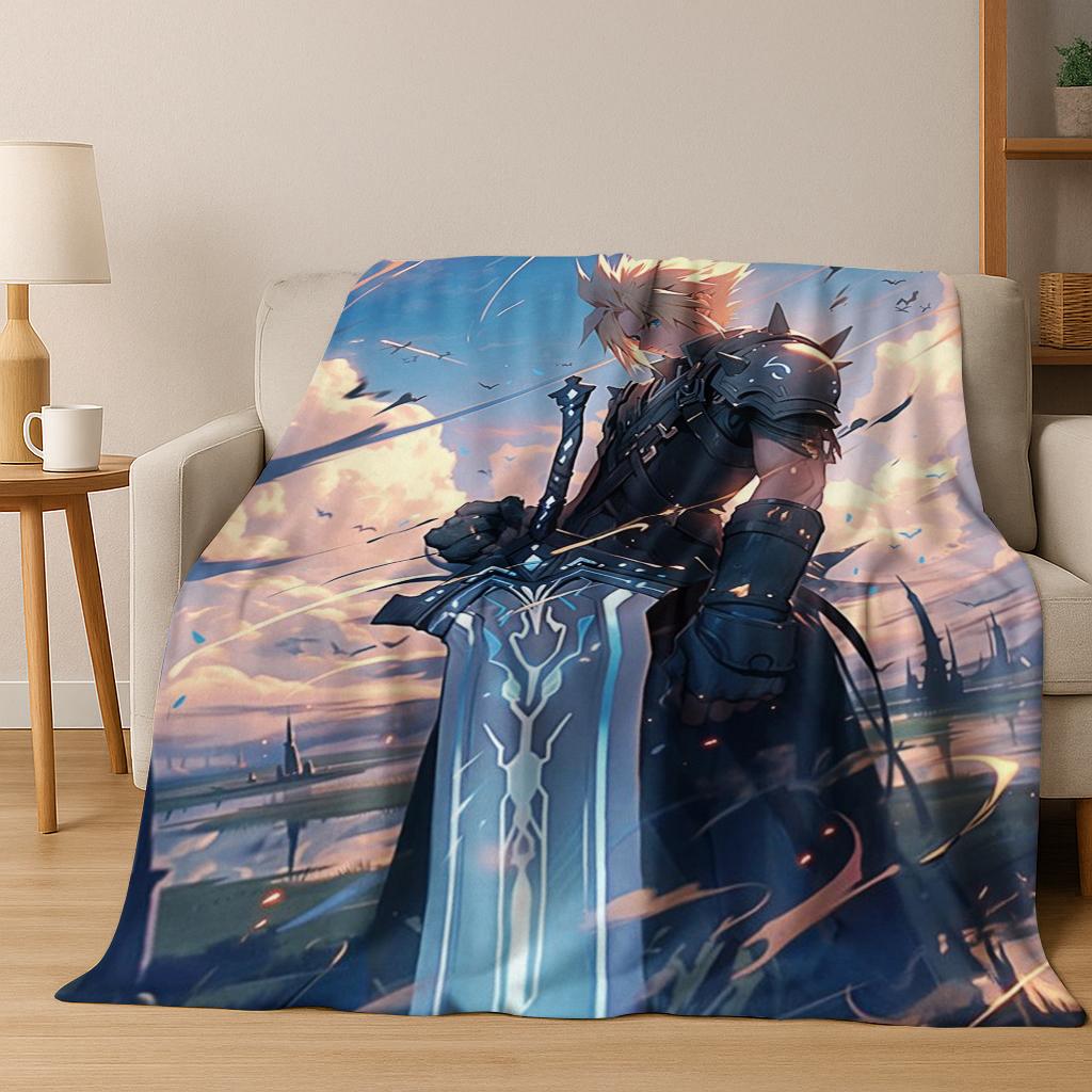Cartoon Final Fantasy Sephiroth Cloud Tifa Game Flannel Blanket,Warm and Cozy Soft Throw Blanket for Home Bedroom Bed Sofa Kid