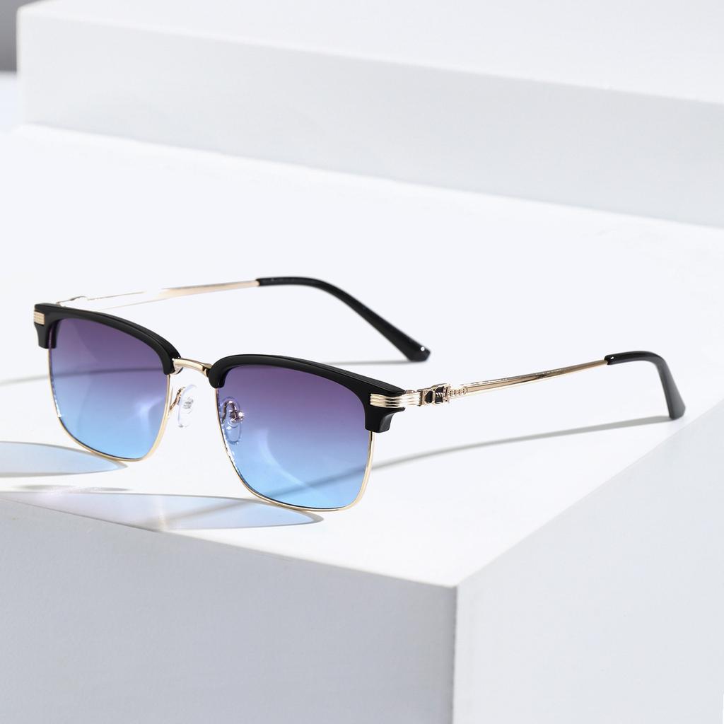 Trendige quadratische Sonnenbrille Damen Herren Vintage Halbrahmen Farbverlauf Gläser Sonnenbrillen für Herren Outdoor Sport Brillen UV400