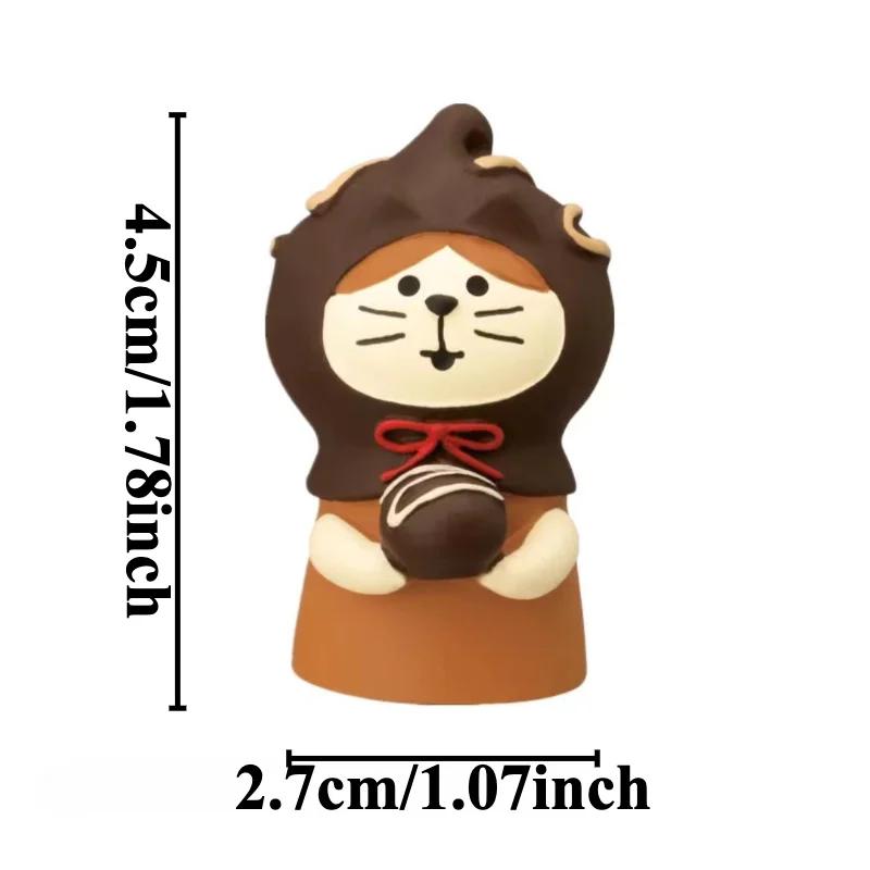 Cartoon Chocolate Bakery Series Resin Miniatures Home Accessories Kawaii Cupid Cat Figurines Japan Style for Valentine Gifts