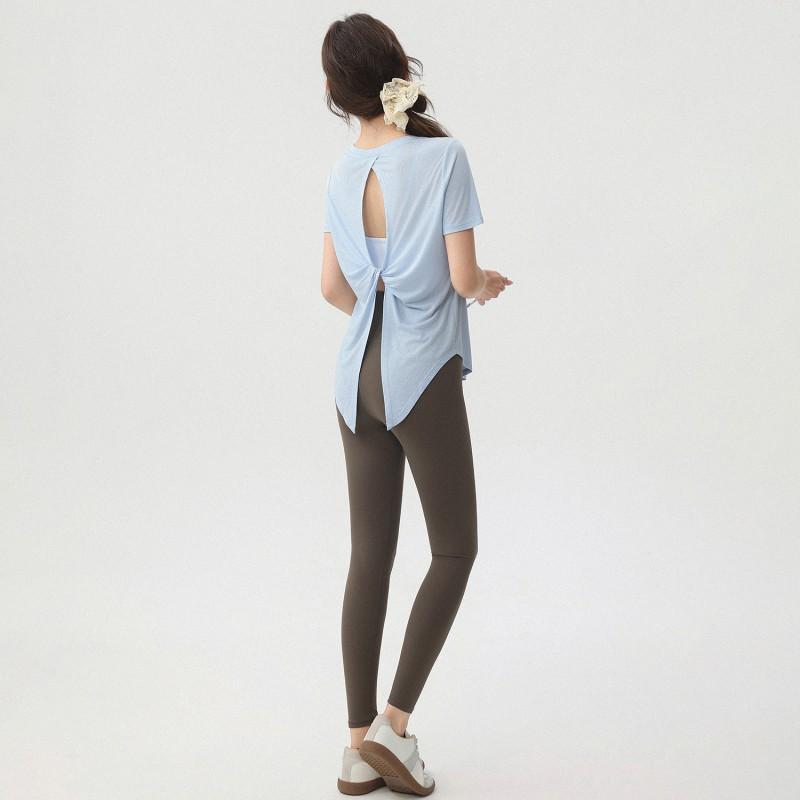 Womens Lightweight Loose Fit Breathable Mesh Yoga Top Short Sleeve Workout Shirt Fitness Running Gym