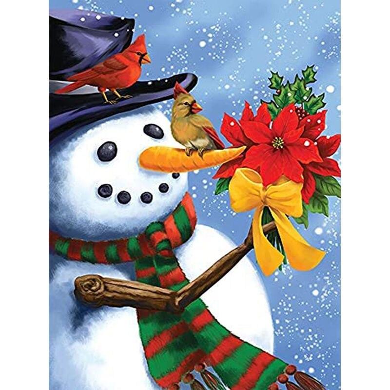 Full Round Drill Diamond Painting 5D Snowman Diamond Embroidery Winter Landscape Cross Stitch Home Decoration