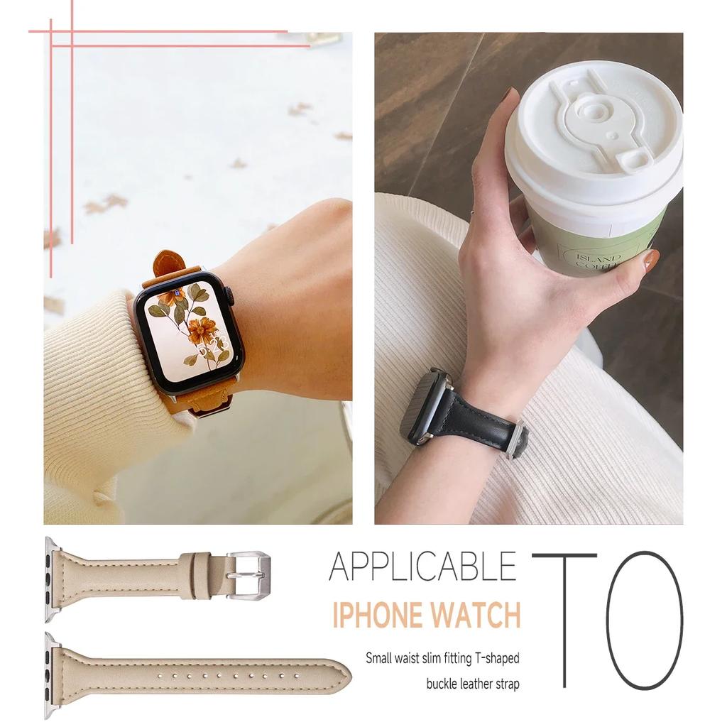 Slim Leather Strap For Apple Watch Band 44mm 40mm 41mm 42mm 38mm 49mm 44 Mm Bracelet Apple Watch 8 45mm Bands Ultra 9 7 Se 3 4 6