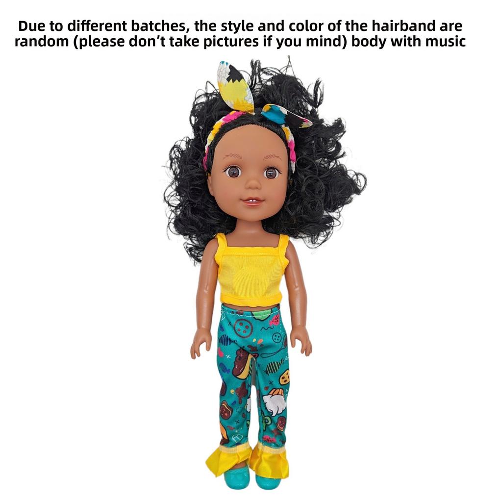 18-47CM Black Doll Full Body Vinyl Reborn Doll Soft Glue Simulation Baby African Doll Music Doll