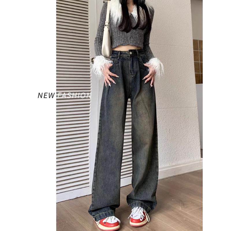 

Women s Retro High-Waist Wide Leg Jeans - Spring 2024 Loose Straight-Leg Pants for Spring and Autumn XL