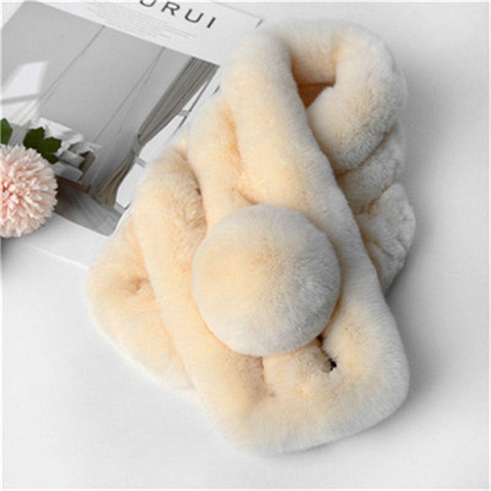 Solid Color Ladies Winter Scarves Cross Plush Neck Warmer Rabbit Fur Neck Scarf  Autumn/Winter