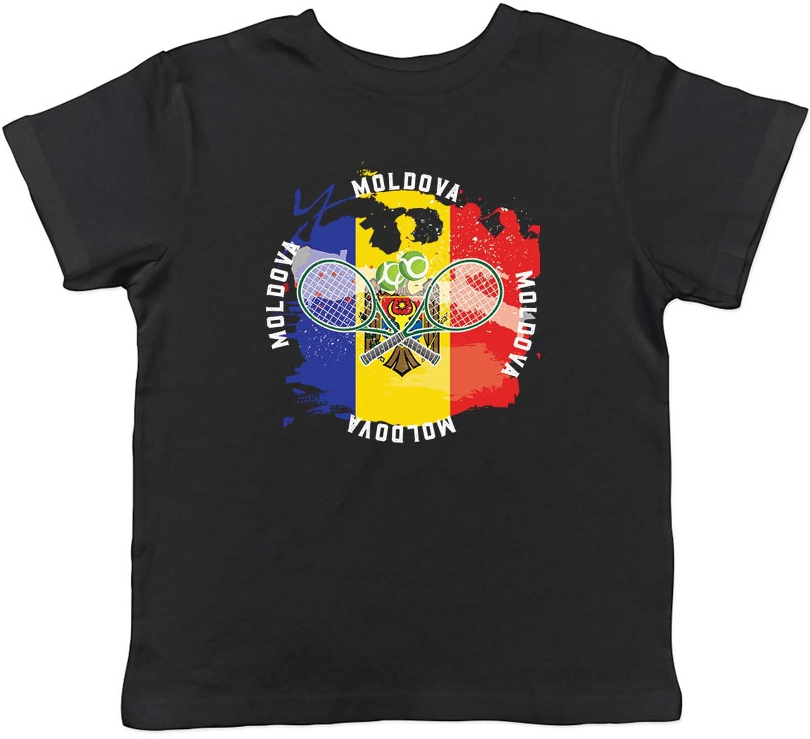 Tennis Sports With Moldova Flag Childrens Kids T-Shirt Boys Girls Gift 100