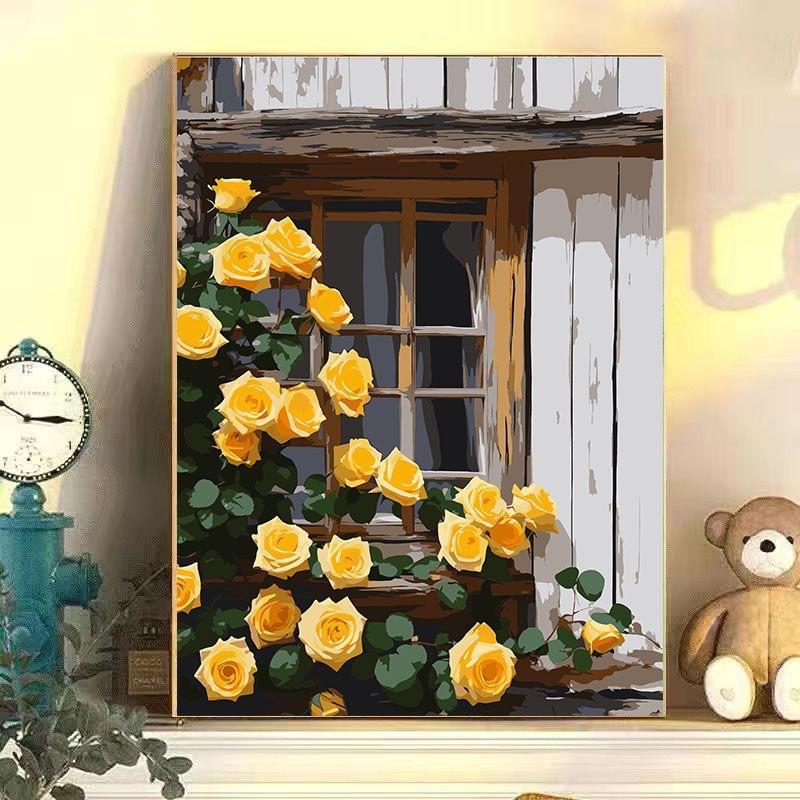 Diy Digital Oil Painting Flower Landscape Filling Coloring Oil Painting Stall Toy Painting