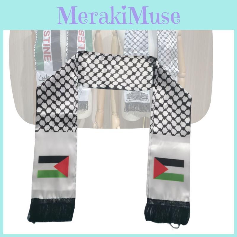 Palestine Flag Scarf 14*130cm Double Layered Polyester Fabric