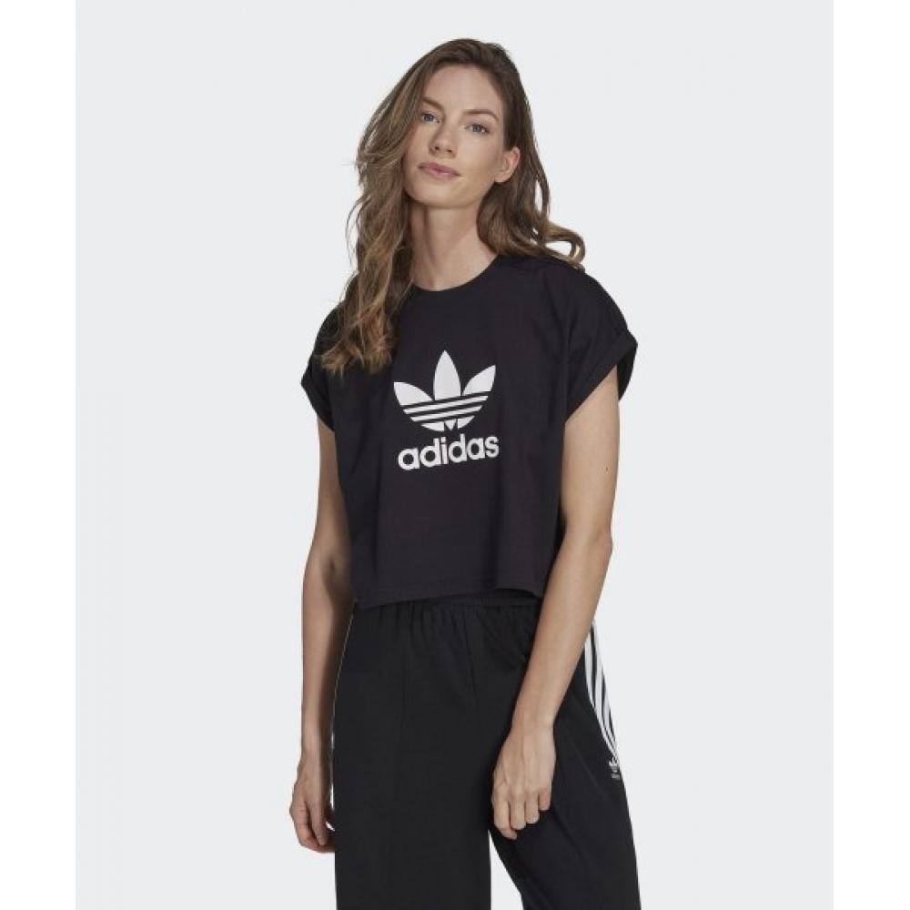 

Короткая футболка с трилистником ADIDAS, черная IB1406