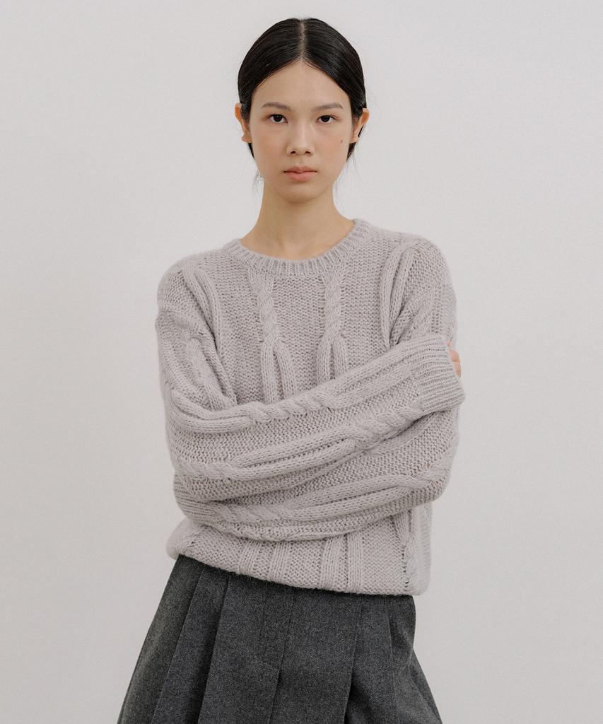 OCTETTE Loose Cable Pull-Over Knit_3Color