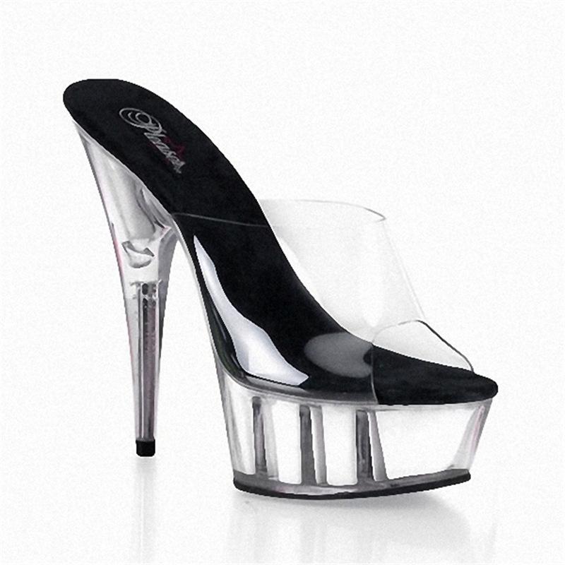 

Ladies Dance Shoes Crystal Sandals Thick Sole Waterproof Platform Sandals Slippers Hentian High 15cm High Heel Stage Shoes YKC 46 зелений