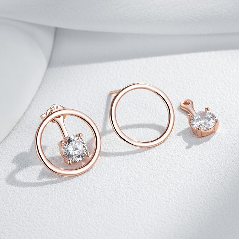 Simple Shiny Natural Zircon Drop Earrings For Women Luxury  Rose Gold Color Party Accessories Daily Fine Jewelry