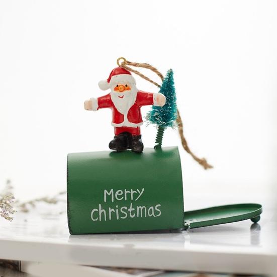 Christmas Pendant Creative Wrought Iron Mailbox Hanging Ornament Festive Christmas Tree Pendant for Home Decoration