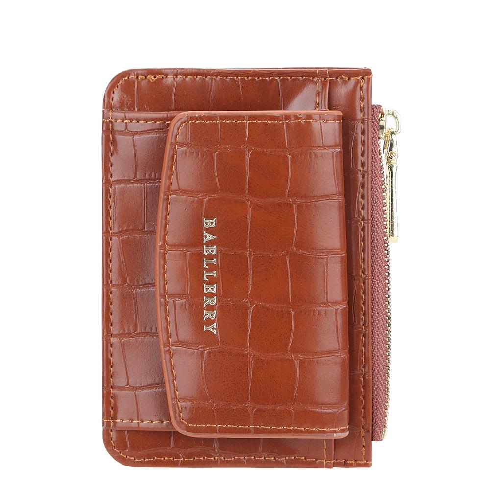 Baellerry Women's Crocodile Pattern Card Holder Coin Purse: Korean Style Fashion Wallet with Large Capacity and Multi-Card Slots