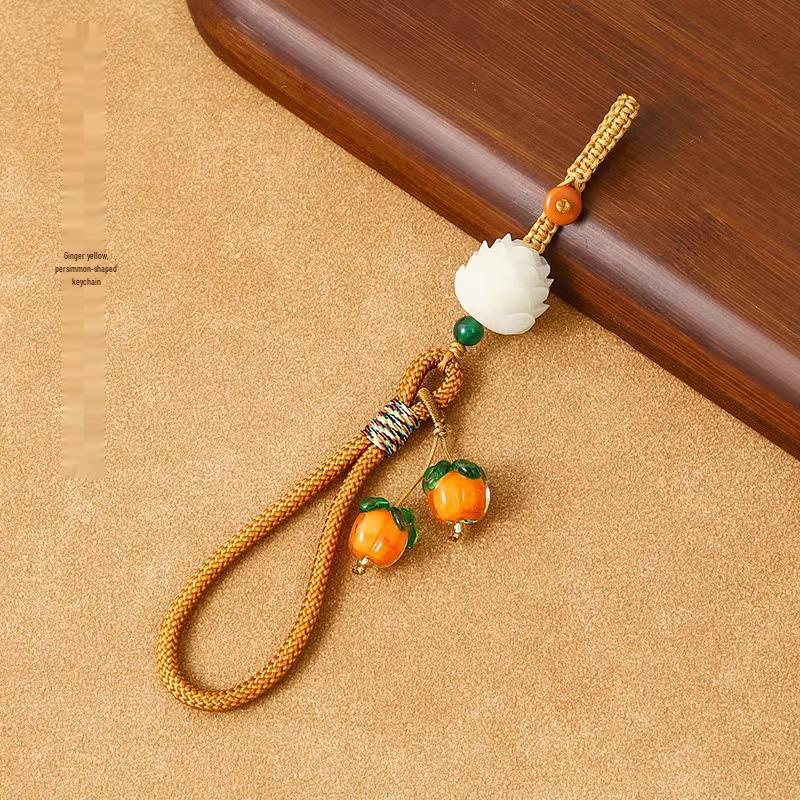 Persimmon Glazed Phone Charm & Anti-lost Keychain Lanyard