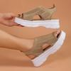 Women's Knitted Sport Sandals, Platform Peep-Toe Flats, Breathable Summer Shoes Wholesale for Women
