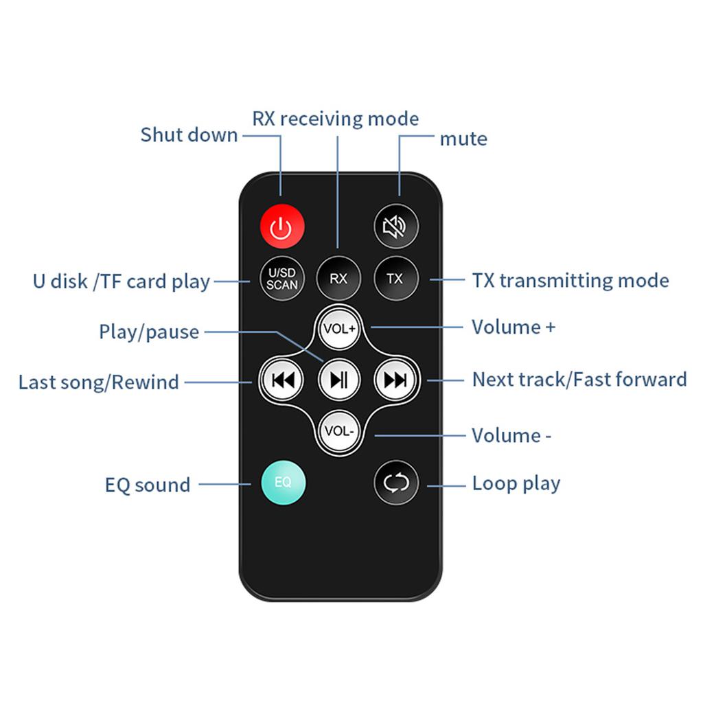 Bluetooth HiFi Sound Adapter Bluetooth 5.1 Sound Receiver Transmitter 500mAh Lithium Battery 2 In 1 with Remote for Car Stereo