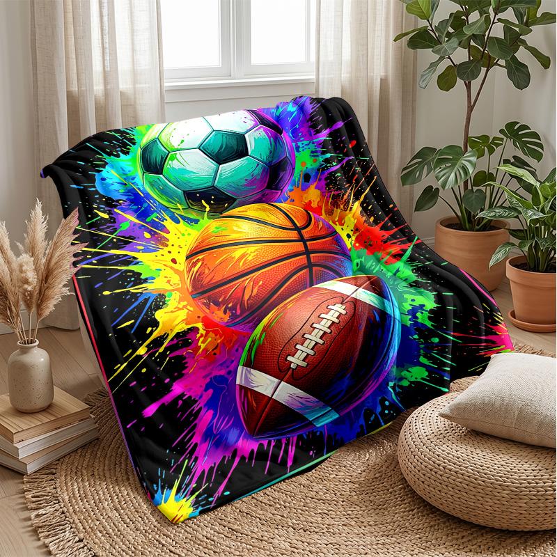 Sports Ball Pattern Theme blanket Lightweight Warm Flannel Blanket Decorative Throw Blanket for Home Decoration