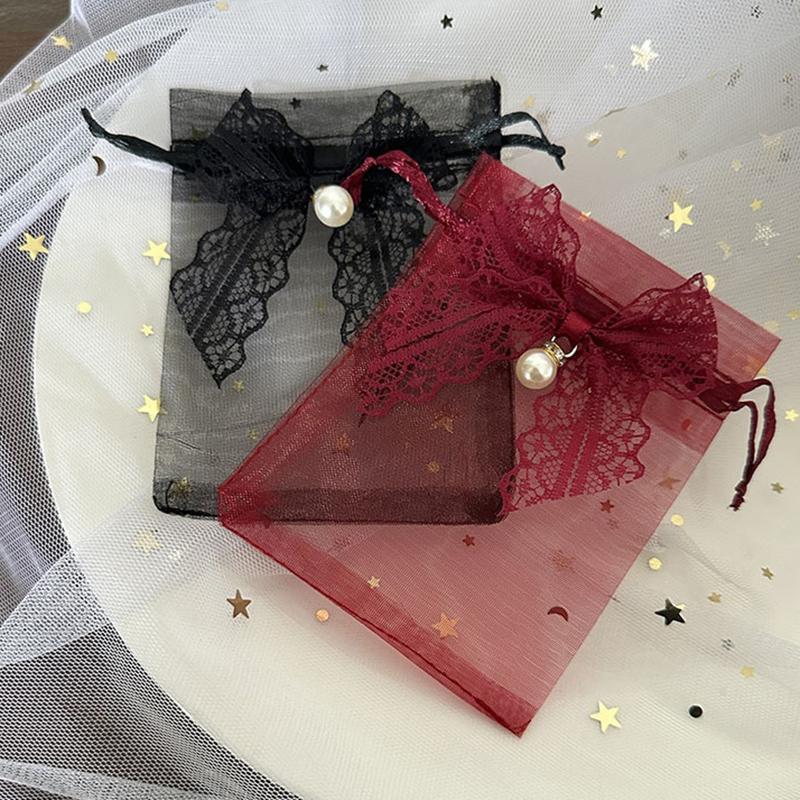 10 ks Sáčků na šperky s mašličkou Organzový dárkový sáček Svatba Party Šperky Cukroví Stahovací šňůrka Balicí sáček Dárkový sáček