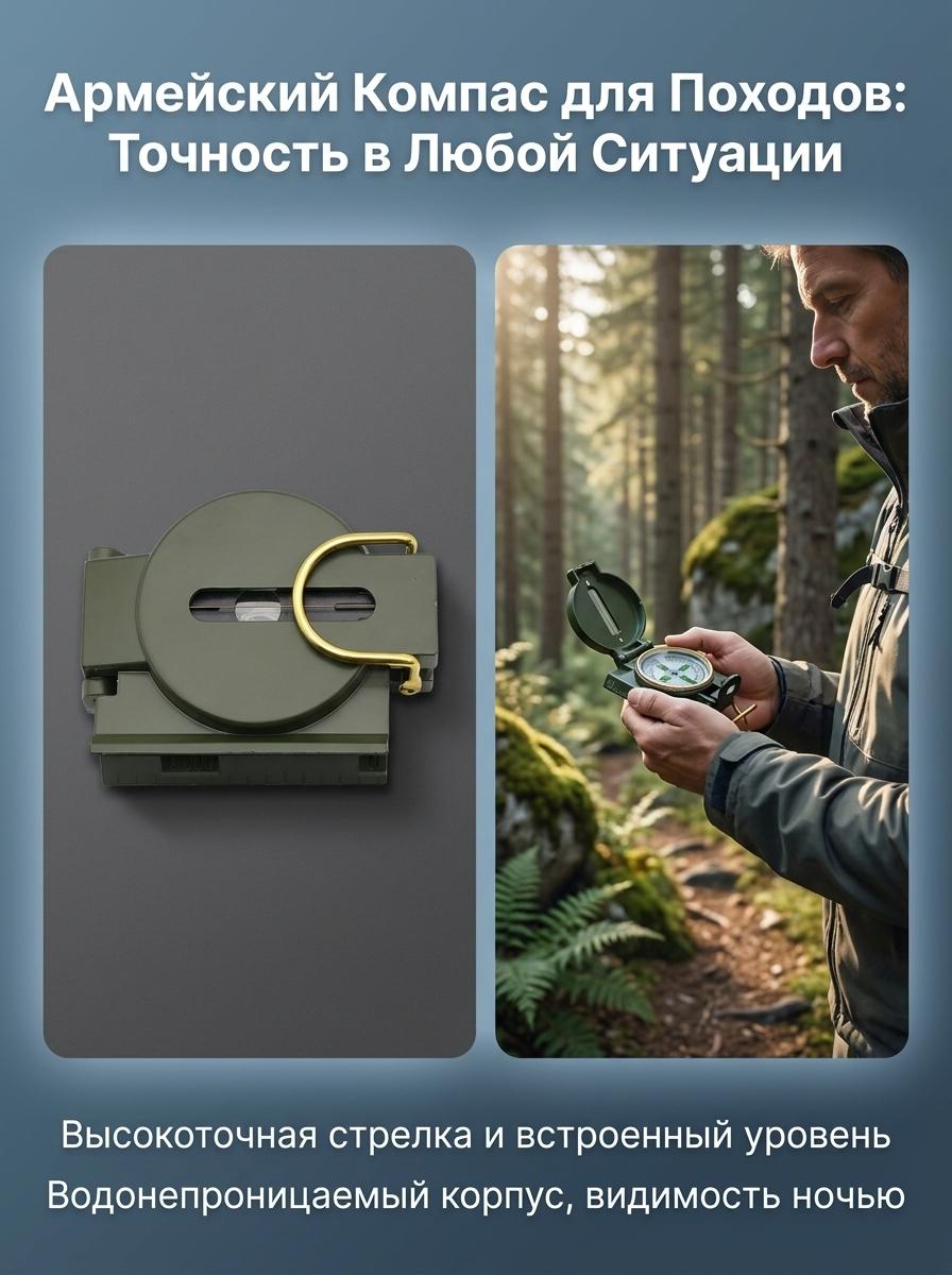 Military-Green Outdoor-Compass Multifunctional Hiking Camping North Finder A