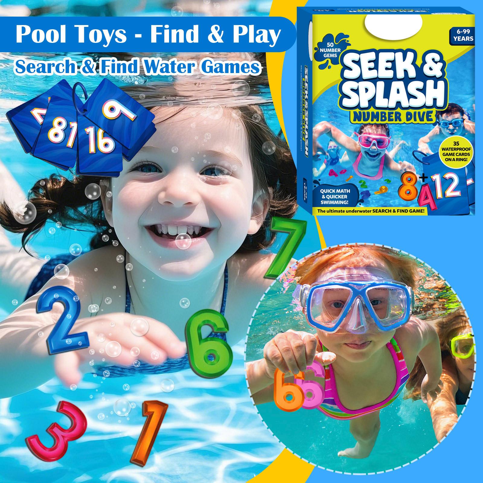 

Игрушки для бассейна - Найди и играй, Поиск и найди водные игры, Цифровые игрушки для дайвинга в бассейне для детей, Летнее веселье и подарки, Содержит 50 цветных драгоценных камней One Size