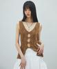 LALAFOX V-Neck Stitch Knit Vest Brown Br2Kv002