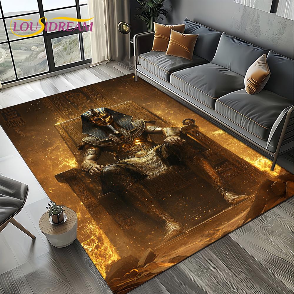 Ancient Egypt Death Anubis Pharaoh Horus Mythology Carpet Rug for Living Room Bedroom Home Sofa,Area Rug Non-slip Floor Mat