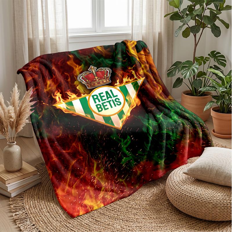 Real Betis Football Print Flannel Blanket, Soft Warm Lightweight Throw Blanket for Sofa Bed Camping