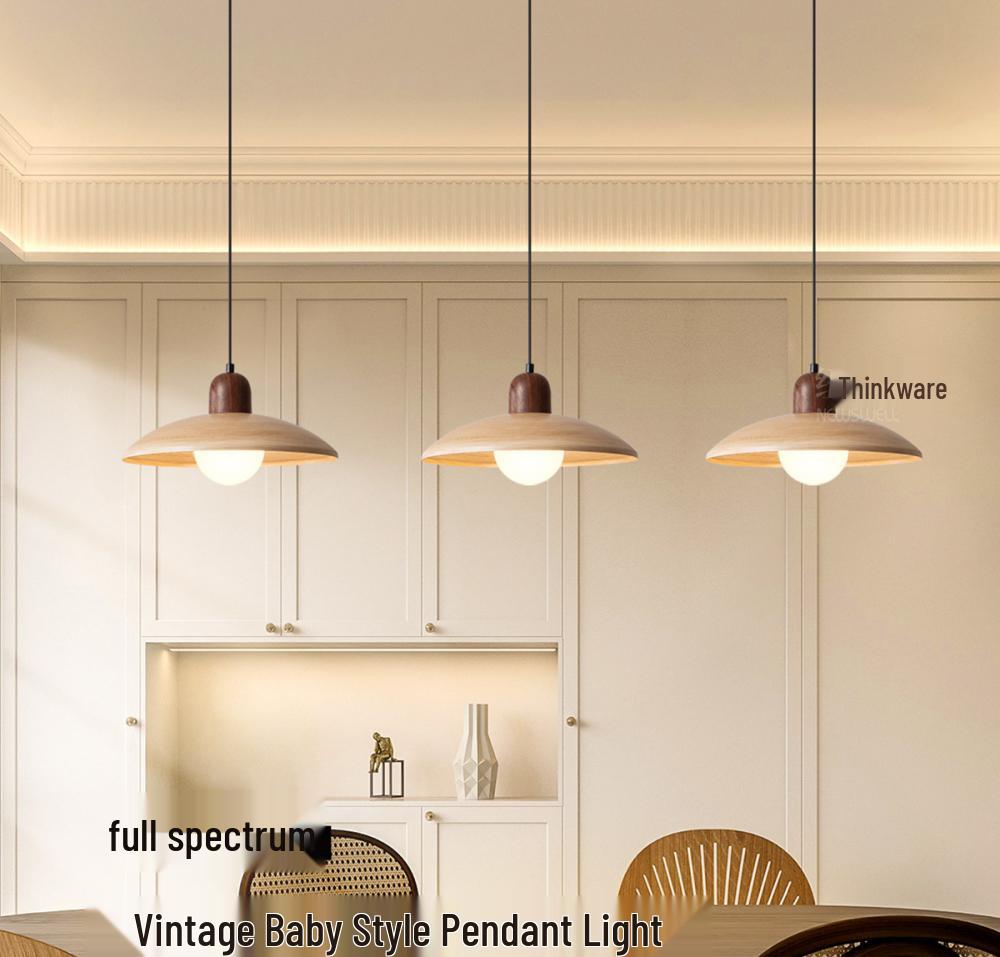 Japanese Retro Wabi-Sabi Pendant Light - Solid Wood Bedroom or Bar Counter Lamp