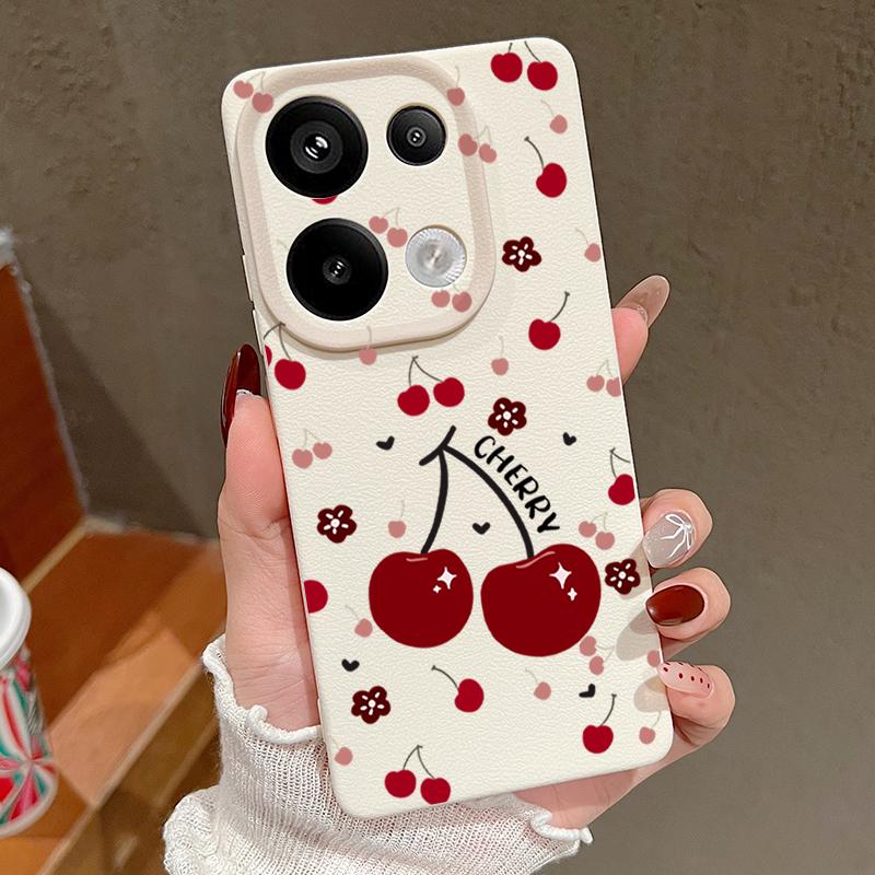 

Тонкий мягкий чехол из ТПУ с принтом вишни для Xiaomi 13T Pro Poco X6 Redmi Note 14 Pro 13 12 11, противоударный матовый чехол для защиты линз Redmi Note 14 5G