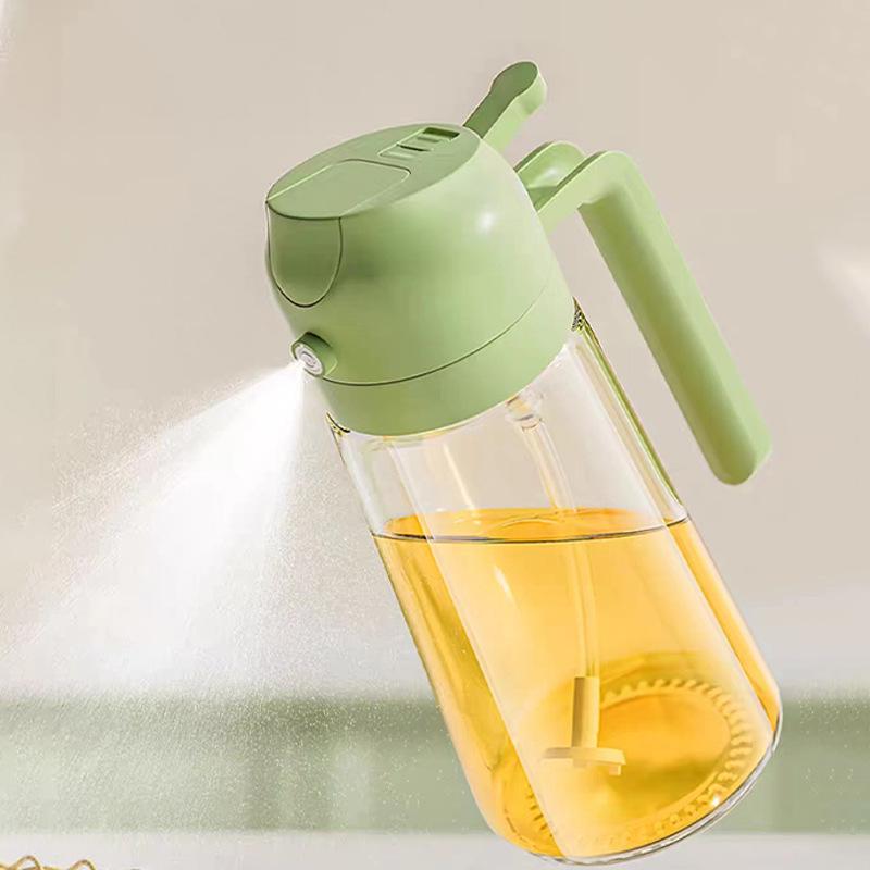 Dual-Use Press-Type Glass Oil Bottle: High-Temperature Resistant, Large Capacity, for Kitchen Spray & Pour