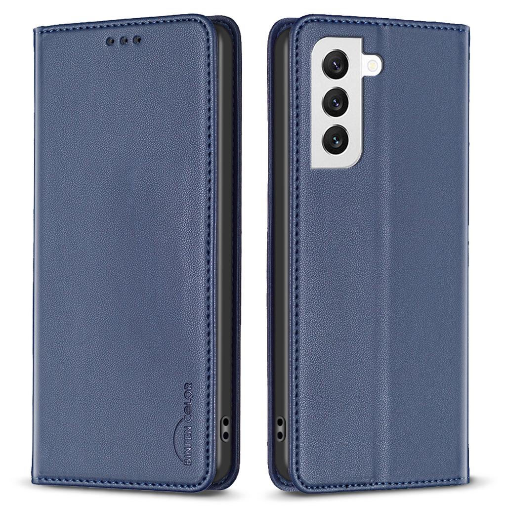 BINFEN COLOR BF18 Phone Case for Samsung Galaxy S21 FE 5G Card Holder PU Leather Stand Cover