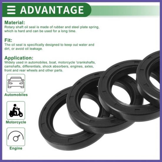 Oil Seal Seal Ring Rotary Shaft Seal NBR Rubber 38x55x8mm Black 5Pcs