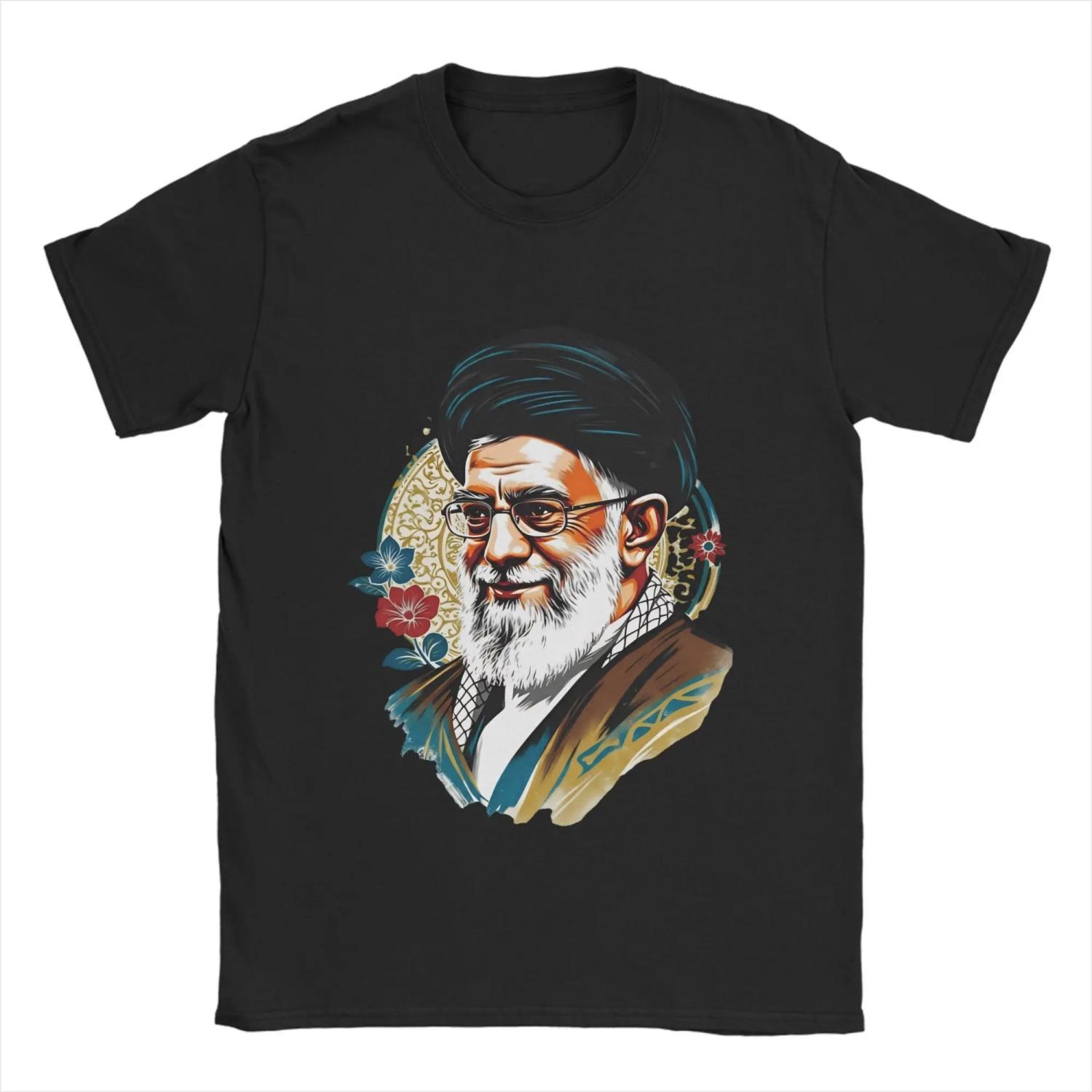 

Ali Khamenei T-Shirt for Men Casual Cotton Tees Round Neck Short Sleeve T Shirts Birthday Gift Clothing S чёрный