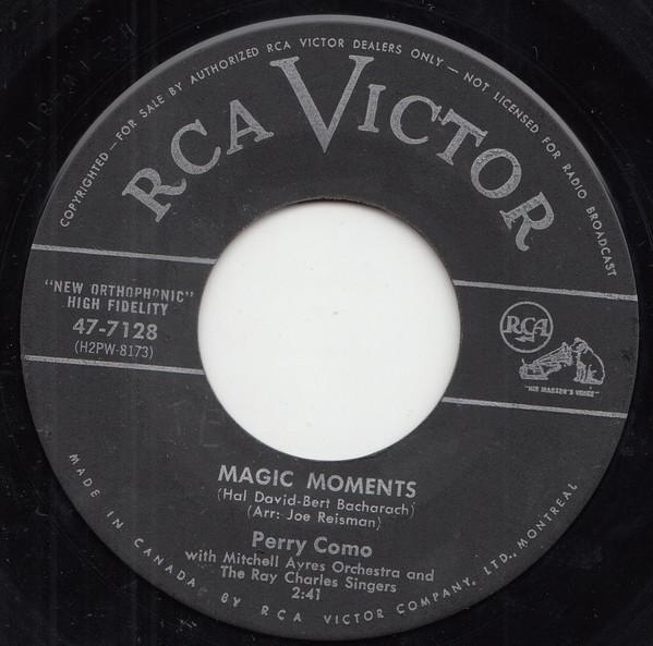 

7inch Record PERRY COMO, MITCHELL AYRES & HIS OR - Magic Moments / Catch A Falling Sta 477128 RCA Victor 1957 Canada Pop Used