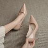 Fashion Autumn New Nude Lacquer Leather High Heels with Thin Heels Versatile Pointed Shallow Mouth Single Shoes