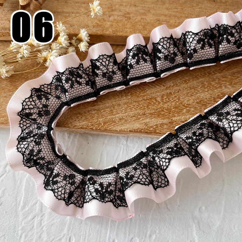 9M Lolita Lace Bead Ruffled Lace Fabric Pleated Edging Satin Ribbon Diy Baby Clothing Skirt Curtain Furniture Decor Lace Trim