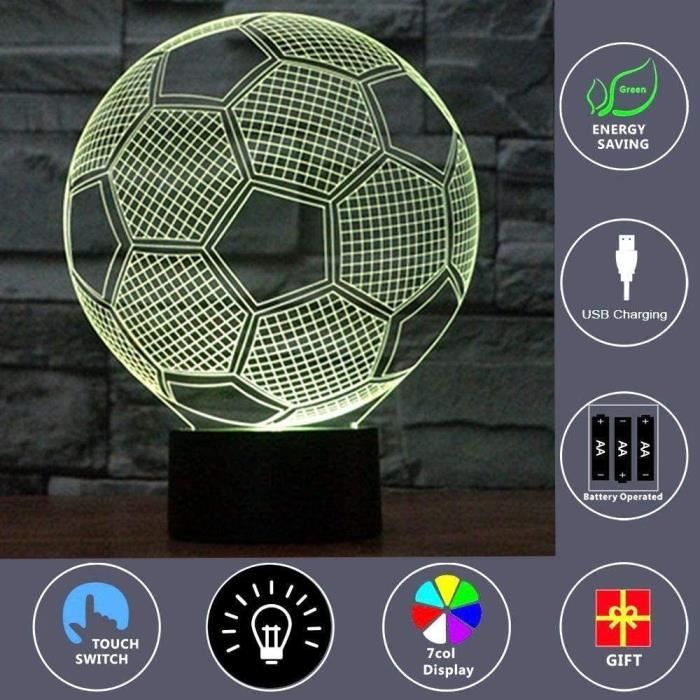 Lampe Illusion 3D LED - AM5226 - Football - Télécommande - Dimmable - Design Contemporain