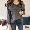 Fashion Women Casual  Striped Ladies Long  Sleeve Ruffles Loose Tops
