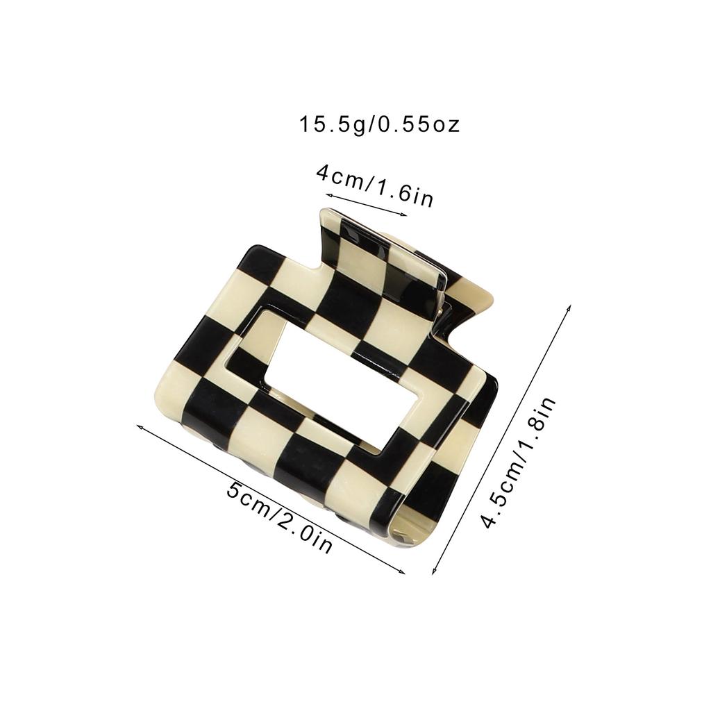 Small Square Hair Clips PVC Color Blocking Lattice Grab Clip Senior Sense Half Tie Hair Shark Clip Yiwu Accessories