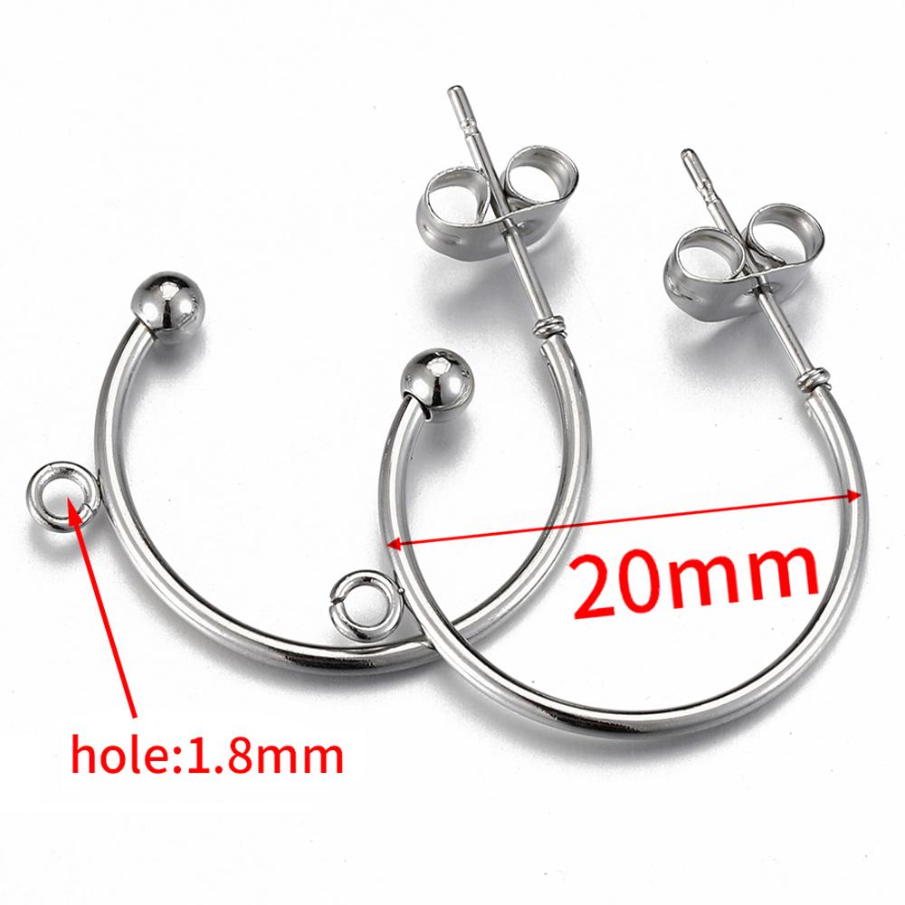10pcs Stainless Steel Gold Plated C Shape Huggie Earring Posts Anti-allergy Stud Earrings Components for DIY Women Jewelry Gifts