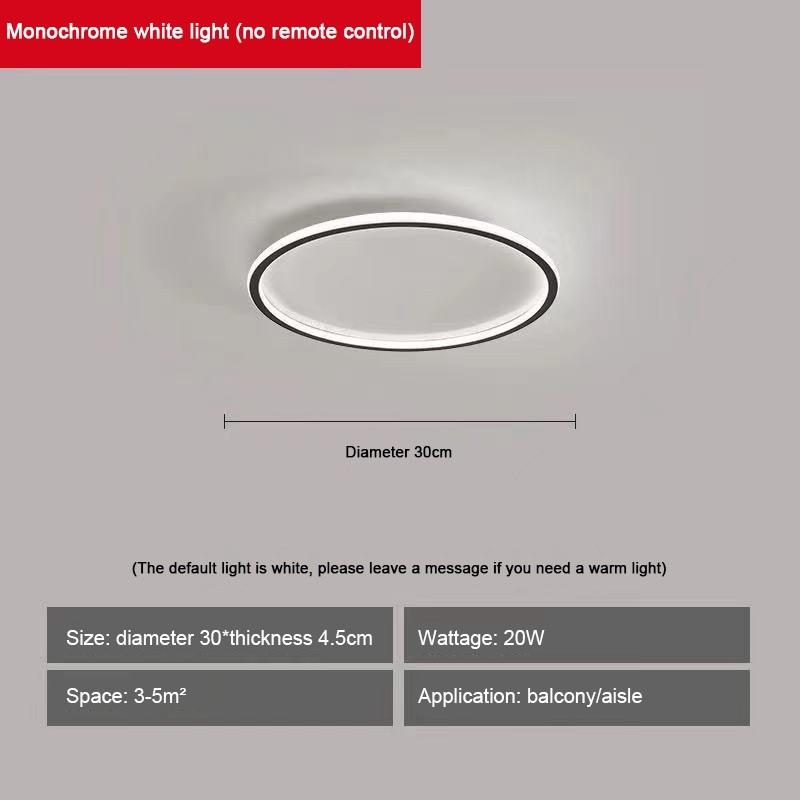 

25W/31W Minimalist Ceiling Light LED Lighting Lamp Bedroom/Living Room Intelligent Stepless Dimming Ceiling Lamp 30-Black-Three colors