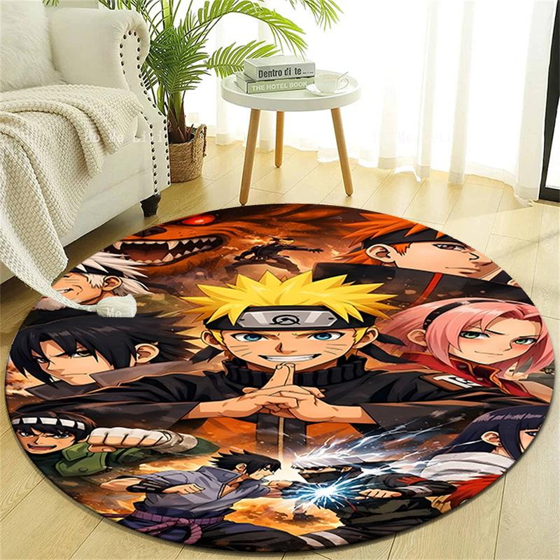 1pc Naruto Print Round Carpet Chair Round Carpet Suitable for Bedroom Living Room Home Decorative Carpet