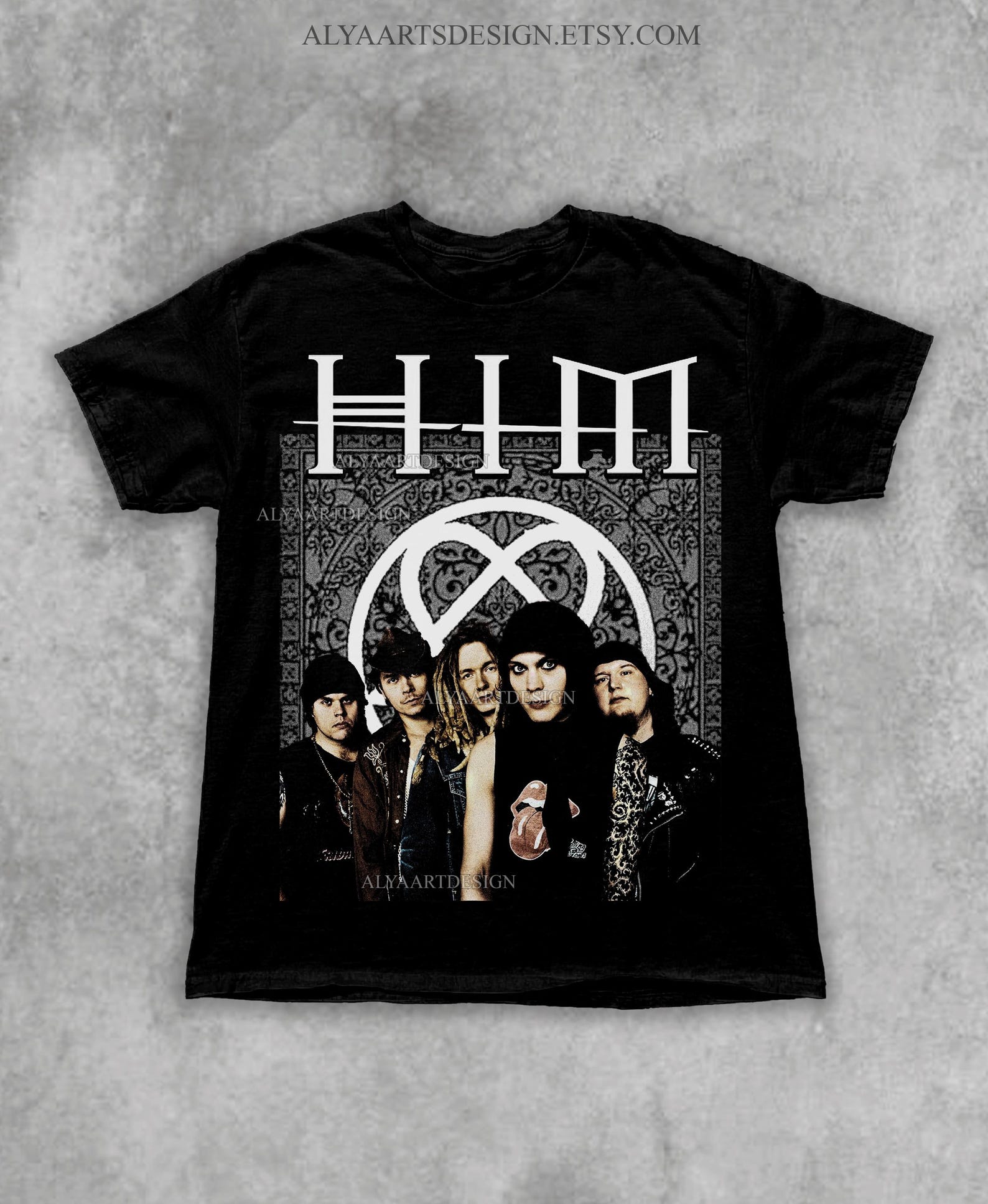 HIM Band Inspired T-Shirt | Ville Valo Heartagram Tee | Razorblade Romance Era | Gothic Rock Merch | Vintage Y2K Music Shirt | Metal Gift 3XL