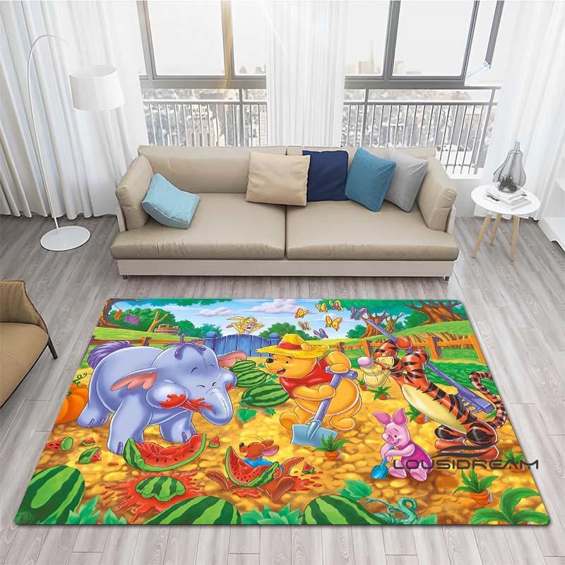 Winnie The Pooh Cartoon Pattern Rug, Bedroom Play Mat, Bedroom Decor Rug, Living Room Rug, Crawling Mat, Gift Rug