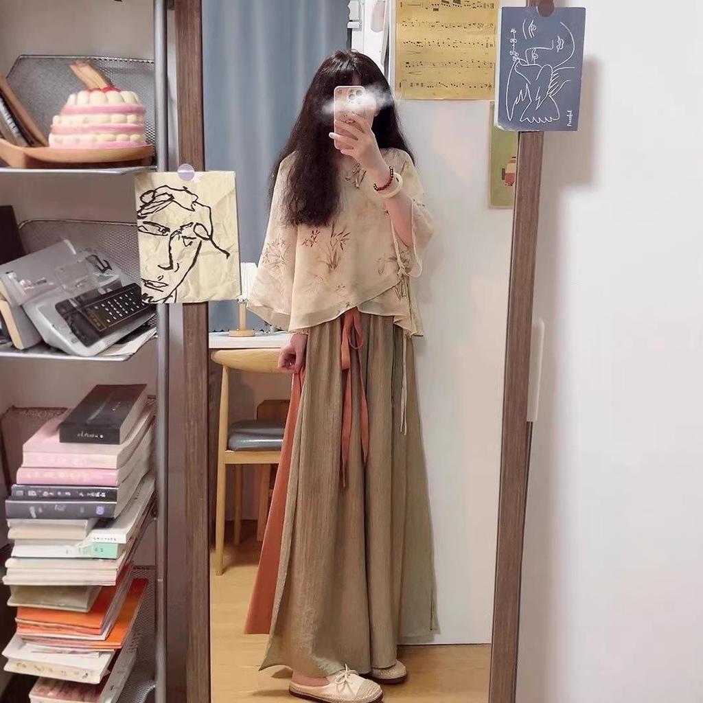 Zen Inspired Chinese Han Element Retro Orchid Two-Piece Summer Set